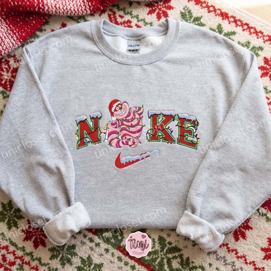 Cheshire Cat Xmas Embroidered Shirt, Disney Characters Embroidered Hoodie, Best Christmas Gift Cheshire Cat Xmas Embroidered Shirt, Disney Characters Embroidered Hoodie, Best Christmas Gift