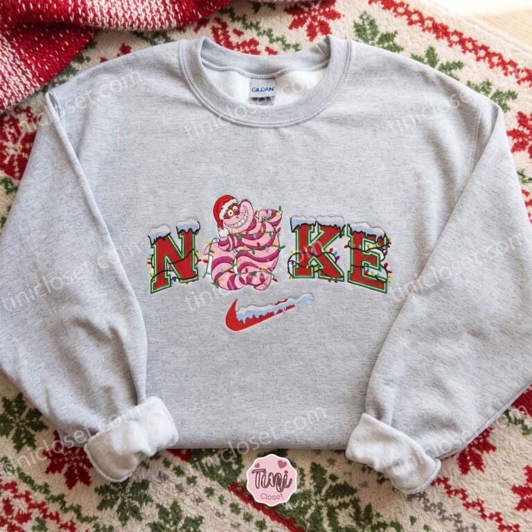 Cheshire Cat Xmas Embroidered Shirt, Disney Characters Embroidered Hoodie, Best Christmas Gift