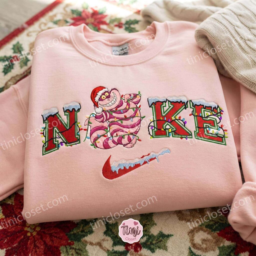 Cheshire Cat Xmas Embroidered Shirt, Disney Characters Embroidered Hoodie, Best Christmas Gift