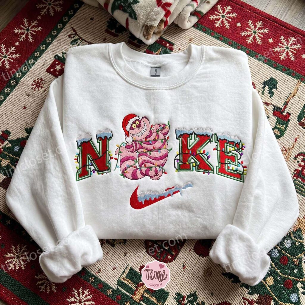 Cheshire Cat Xmas Embroidered Shirt, Disney Characters Embroidered Hoodie, Best Christmas Gift Cheshire Cat Xmas Embroidered Shirt, Disney Characters Embroidered Hoodie, Best Christmas Gift