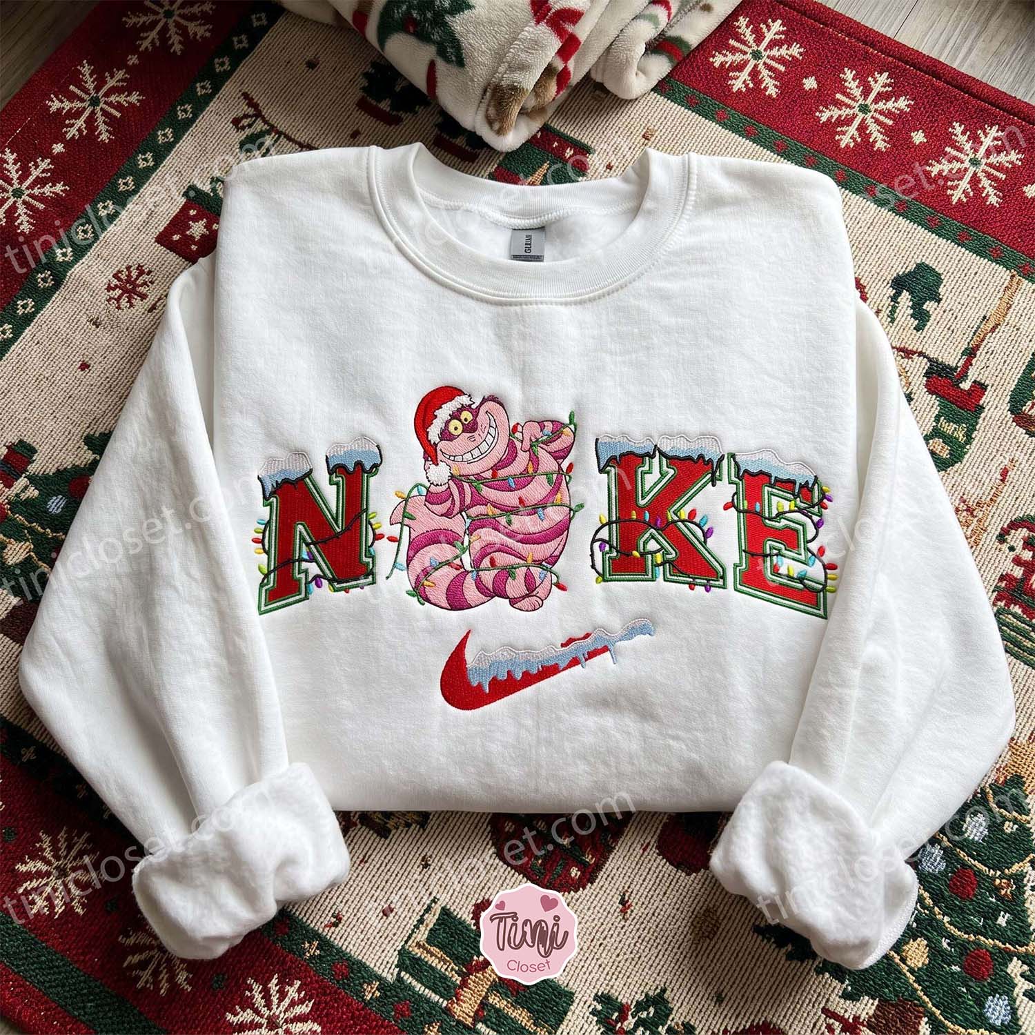 Cheshire Cat Xmas Embroidered Shirt, Disney Characters Embroidered Hoodie, Best Christmas Gift Cheshire Cat Xmas Embroidered Shirt, Disney Characters Embroidered Hoodie, Best Christmas Gift