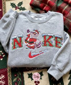 Cheshire Cat Santa Embroidered Shirt, Alice in Wonderland Embroidered Sweatshirt, Disney Characters Embroidered Hoodie, Best Christmas Gift (2)
