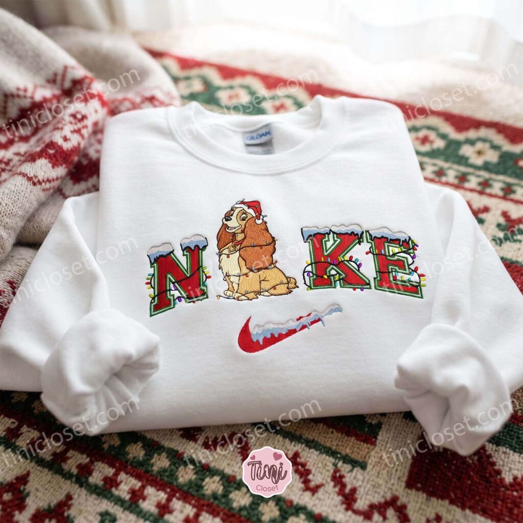 Lady Christmas Embroidered Shirt, Lady And The Tramp Characters Embroidered Hoodie, Disney Characters Embroidered Sweatshirt, Best Christmas Gift Lady Christmas Embroidered Shirt, Lady And The Tramp Characters Embroidered Hoodie, Disney Characters Embroidered Sweatshirt, Best Christmas Gift