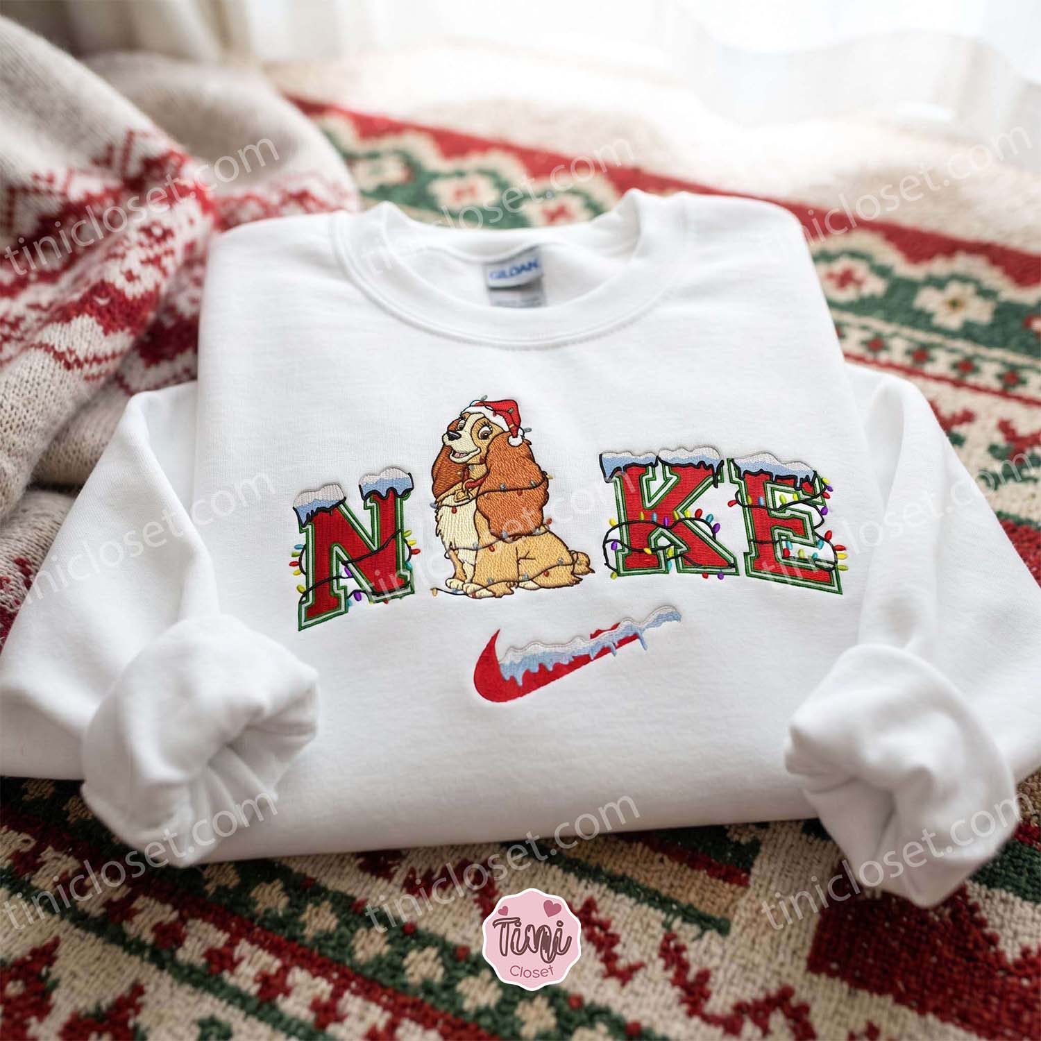 Lady Christmas Embroidered Shirt, Lady And The Tramp Characters Embroidered Hoodie, Disney Characters Embroidered Sweatshirt, Best Christmas Gift Lady Christmas Embroidered Shirt, Lady And The Tramp Characters Embroidered Hoodie, Disney Characters Embroidered Sweatshirt, Best Christmas Gift