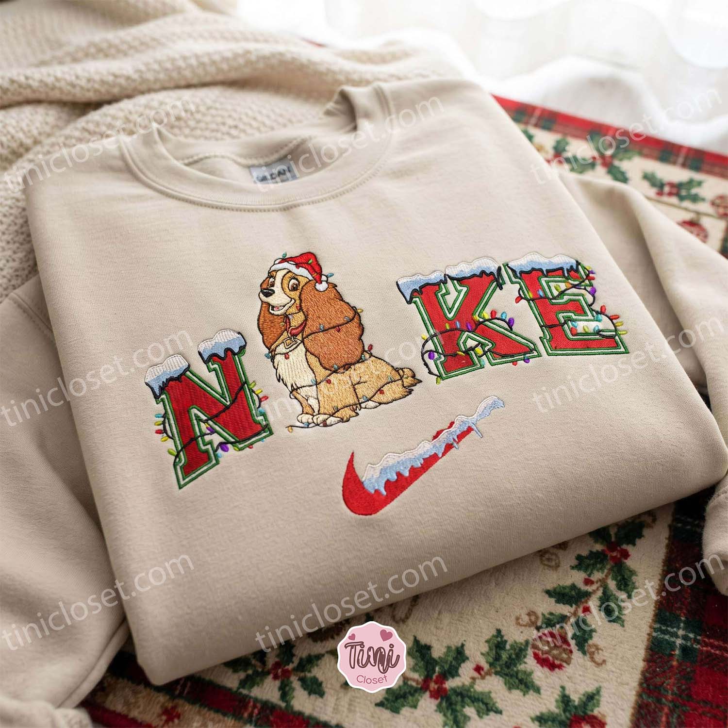 Lady Christmas Embroidered Shirt, Lady And The Tramp Characters Embroidered Hoodie, Disney Characters Embroidered Sweatshirt, Best Christmas Gift Lady Christmas Embroidered Shirt, Lady And The Tramp Characters Embroidered Hoodie, Disney Characters Embroidered Sweatshirt, Best Christmas Gift