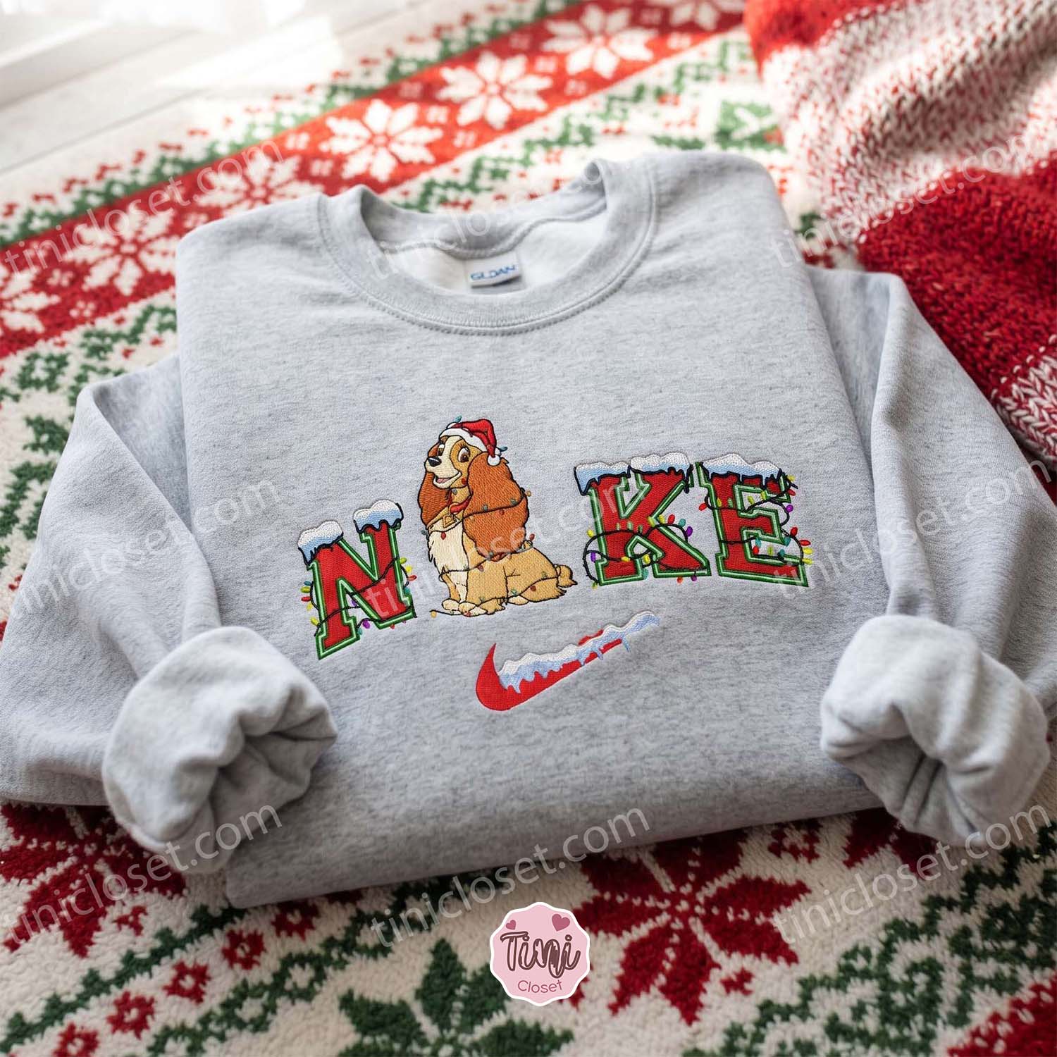 Lady Christmas Embroidered Shirt, Lady And The Tramp Characters Embroidered Hoodie, Disney Characters Embroidered Sweatshirt, Best Christmas Gift Lady Christmas Embroidered Shirt, Lady And The Tramp Characters Embroidered Hoodie, Disney Characters Embroidered Sweatshirt, Best Christmas Gift