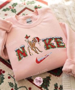 Christmas Bambi Embroidered Shirt, Disney Characters Embroidered Hoodie, Best Christmas Gift (1)