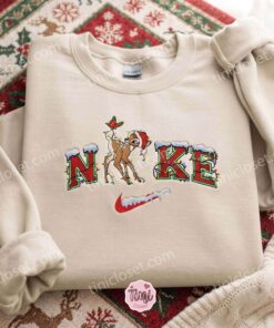 Christmas Bambi Embroidered Shirt, Disney Characters Embroidered Hoodie, Best Christmas Gift (2)