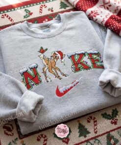 Christmas Bambi Embroidered Shirt, Disney Characters Embroidered Hoodie, Best Christmas Gift (3)