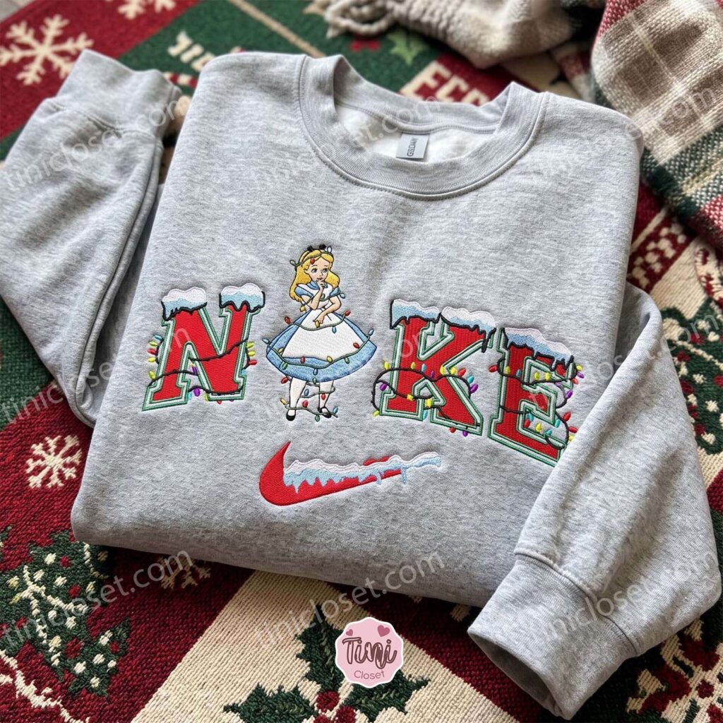Alice in Wonderland Christmas Embroidered Shirt, Disney Characters Embroidered Hoodie, Best Christmas Gift