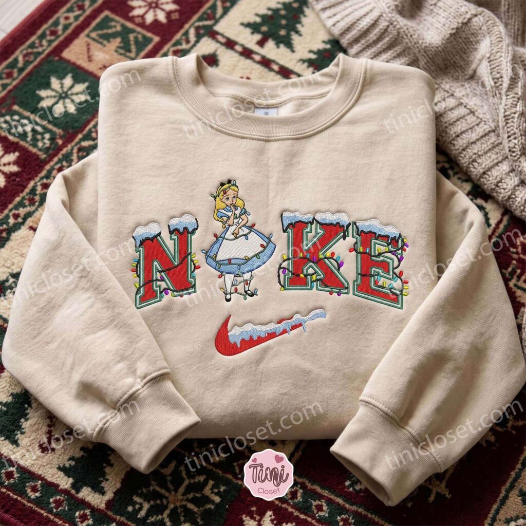 Alice in Wonderland Christmas Embroidered Shirt, Disney Characters Embroidered Hoodie, Best Christmas Gift