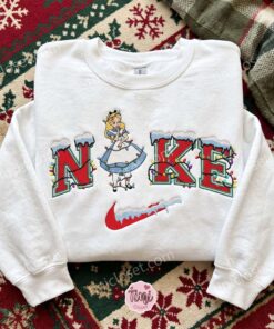 Alice in Wonderland Christmas Embroidered Shirt, Disney Characters Embroidered Hoodie, Best Christmas Gift (3)