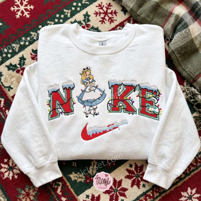 Alice in Wonderland Christmas Embroidered Shirt, Disney Characters Embroidered Hoodie, Best Christmas Gift