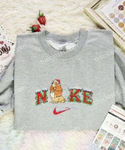 Lady Xmas Embroidered Shirt, Disney Lady And The Tramp Characters Embroidered Hoodie, Best Christmas Gift (3)