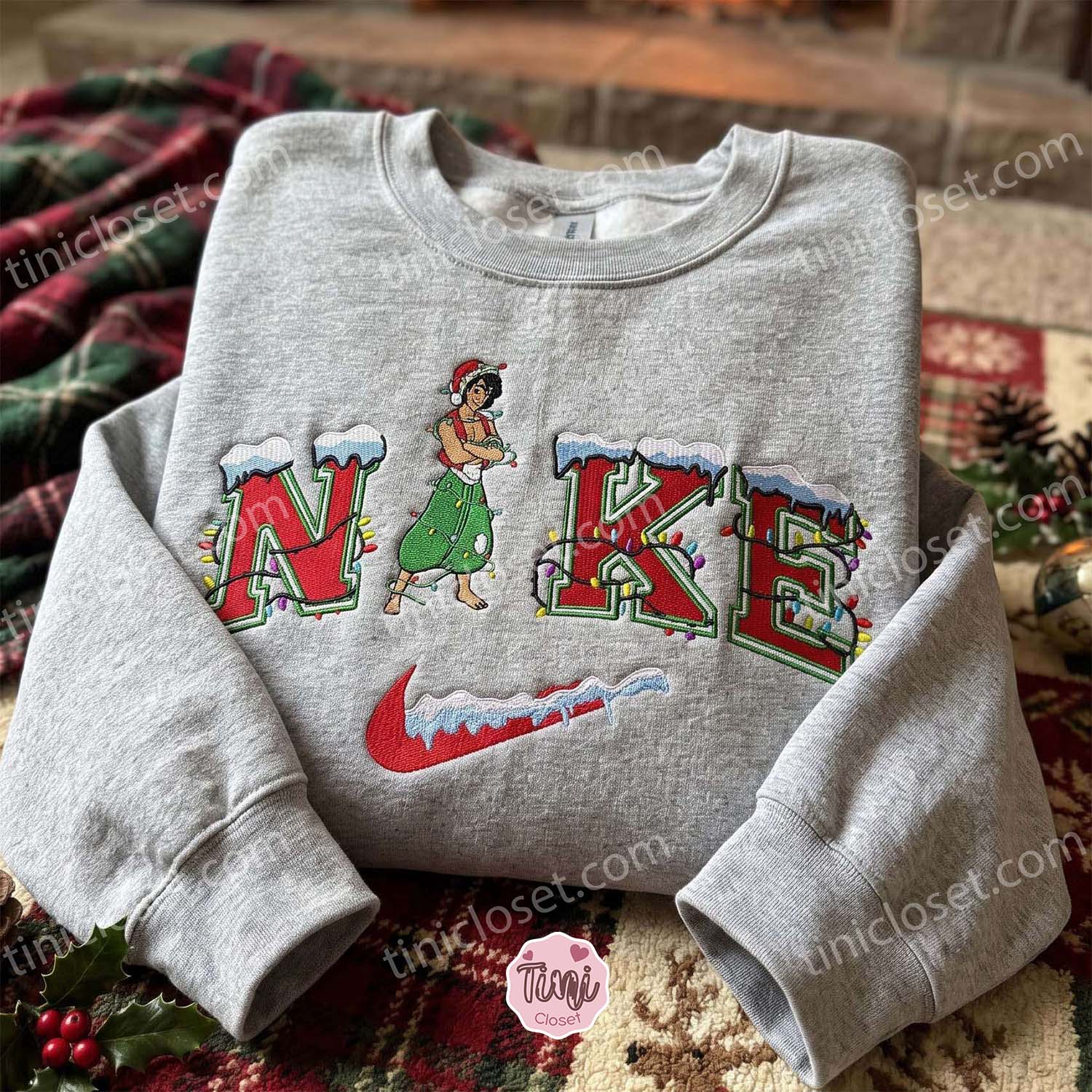 Aladdin Christmas Embroidered Shirt, Disney Characters Embroidered Hoodie, Best Christmas Gift Aladdin Christmas Embroidered Shirt, Disney Characters Embroidered Hoodie, Best Christmas Gift
