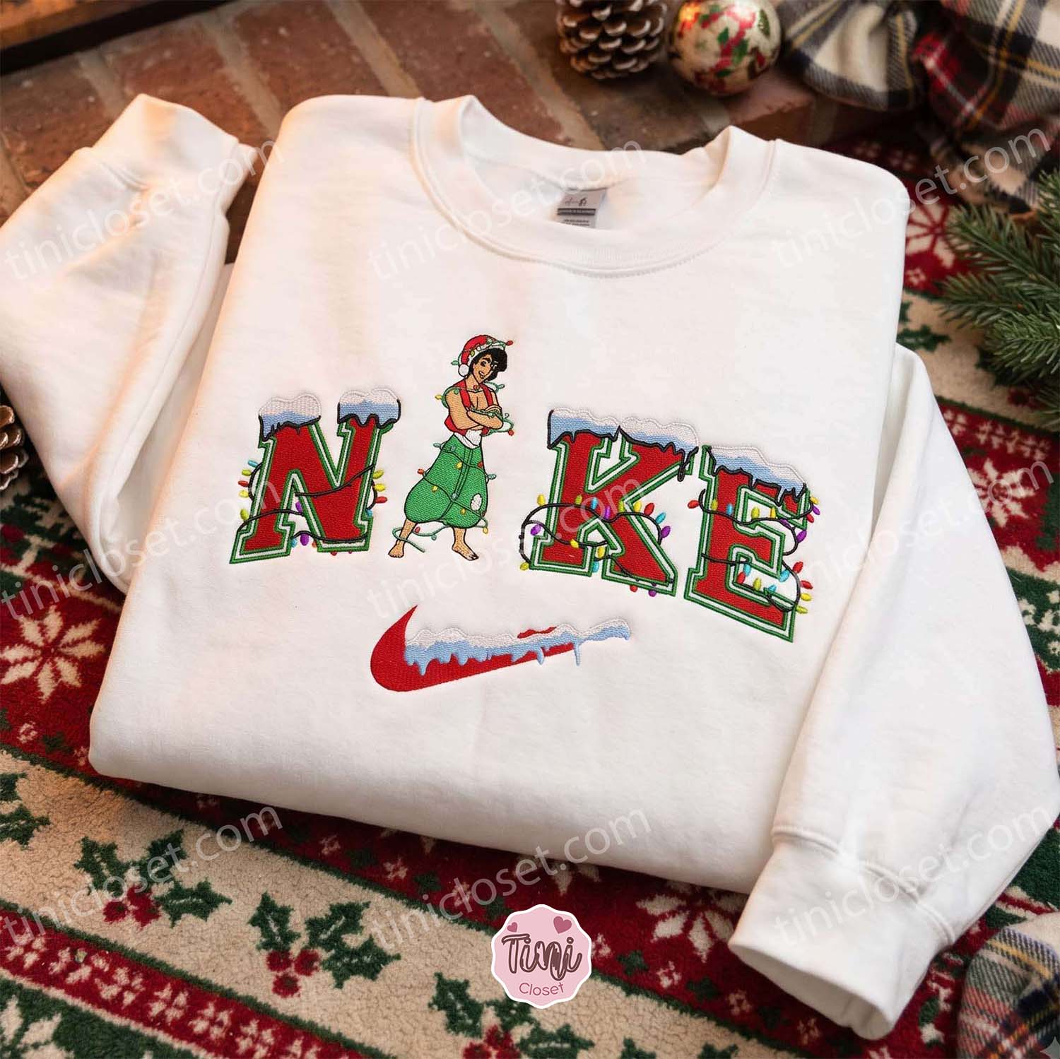 Aladdin Christmas Embroidered Shirt, Disney Characters Embroidered Hoodie, Best Christmas Gift Aladdin Christmas Embroidered Shirt, Disney Characters Embroidered Hoodie, Best Christmas Gift