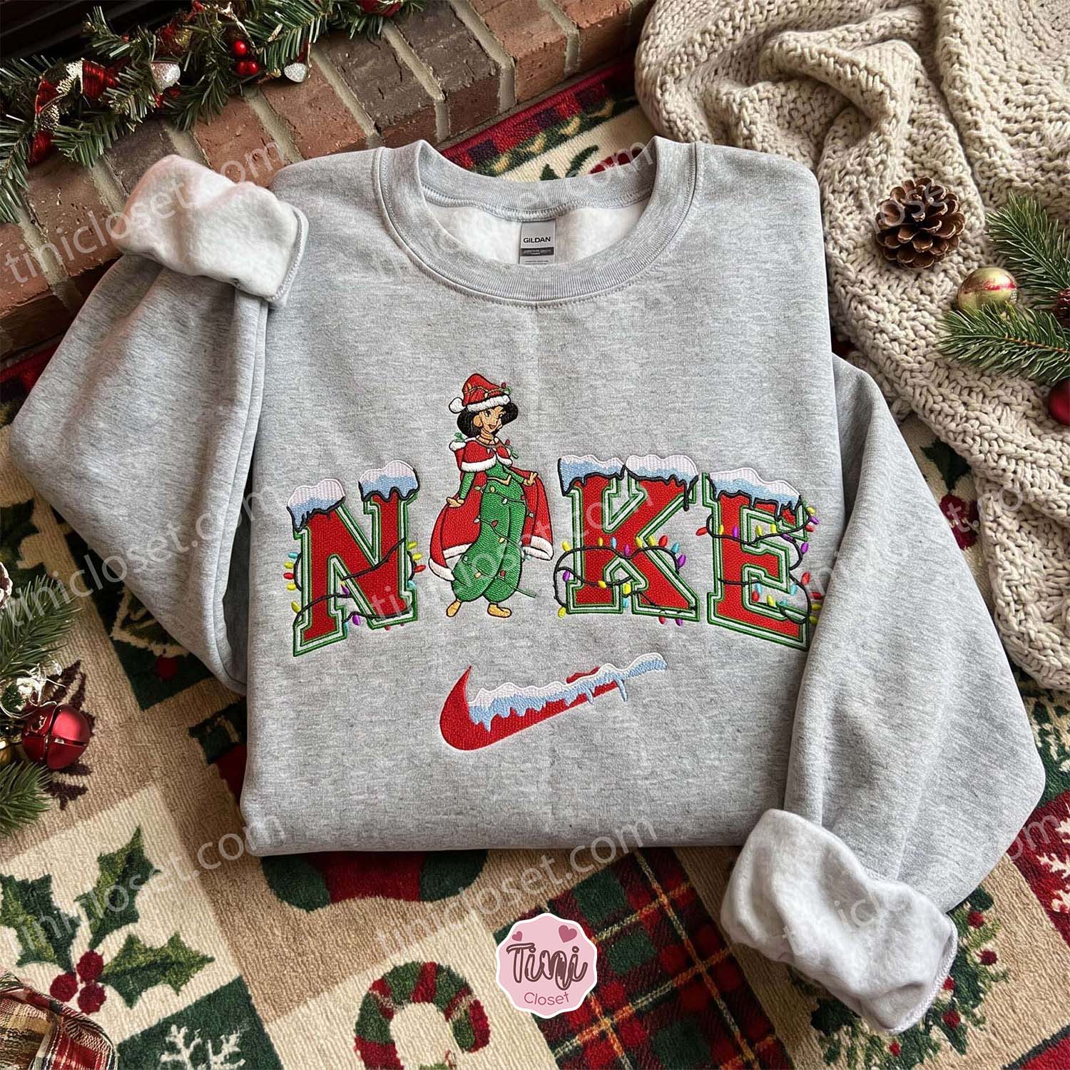 Jasmine Christmas Embroidered Shirt, Disney Characters Embroidered Hoodie, Best Christmas Gift Jasmine Christmas Embroidered Shirt, Disney Characters Embroidered Hoodie, Best Christmas Gift