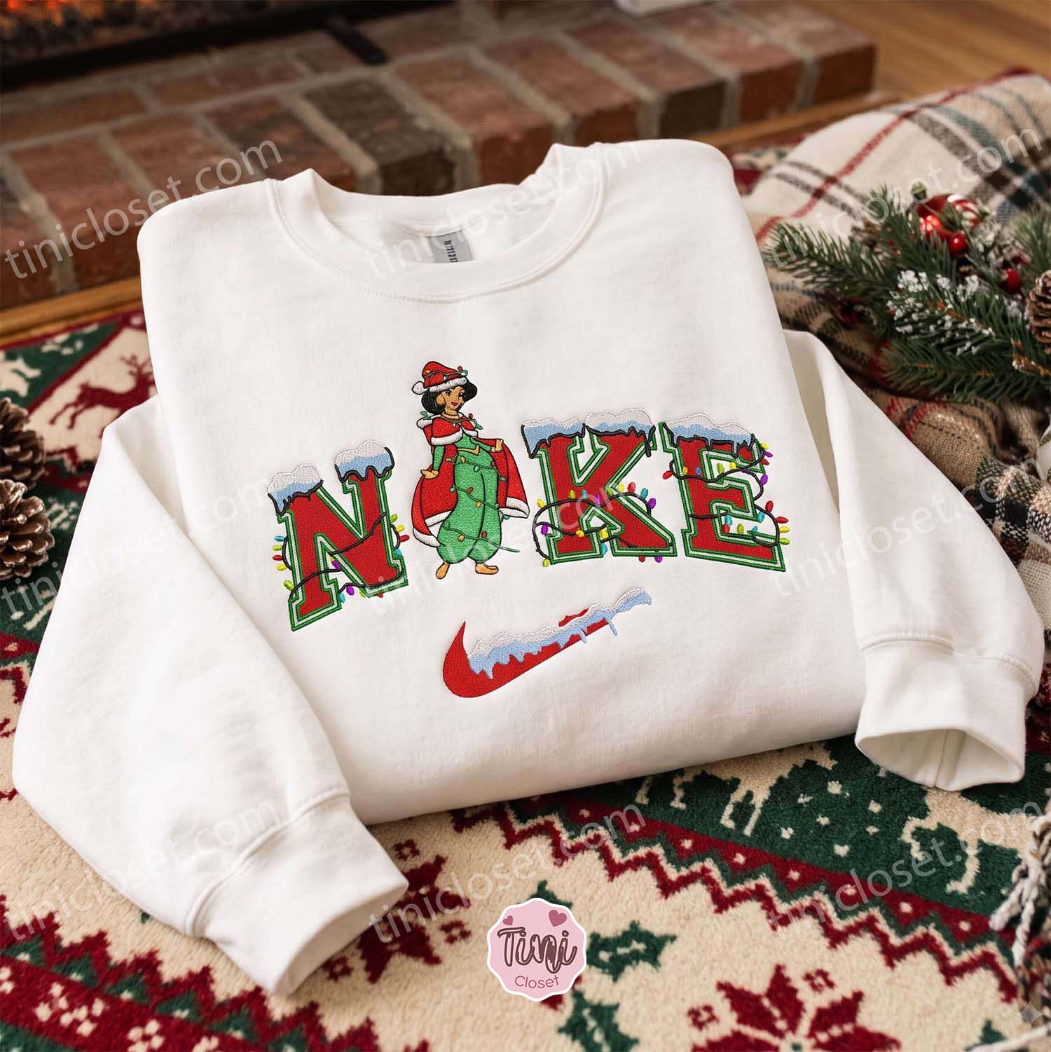 Jasmine Christmas Embroidered Shirt, Disney Characters Embroidered Hoodie, Best Christmas Gift Jasmine Christmas Embroidered Shirt, Disney Characters Embroidered Hoodie, Best Christmas Gift