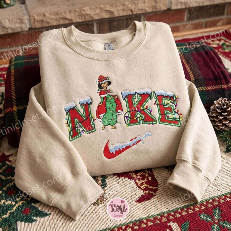 Jasmine Christmas Embroidered Shirt, Disney Characters Embroidered Hoodie, Best Christmas Gift