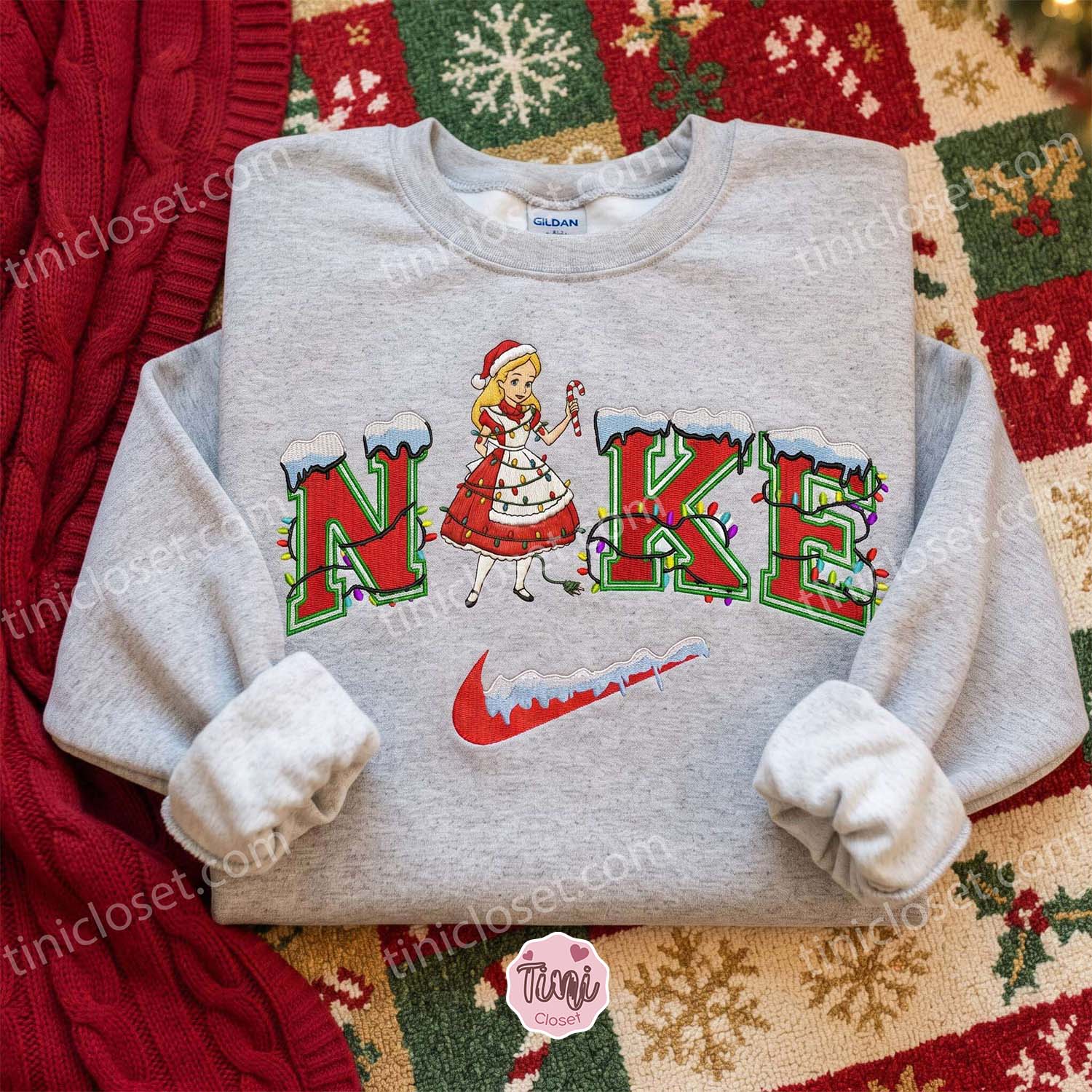 Alice Christmas Embroidered Shirt, Disney Characters Embroidered Hoodie, Best Christmas Gift Alice Christmas Embroidered Shirt, Disney Characters Embroidered Hoodie, Best Christmas Gift