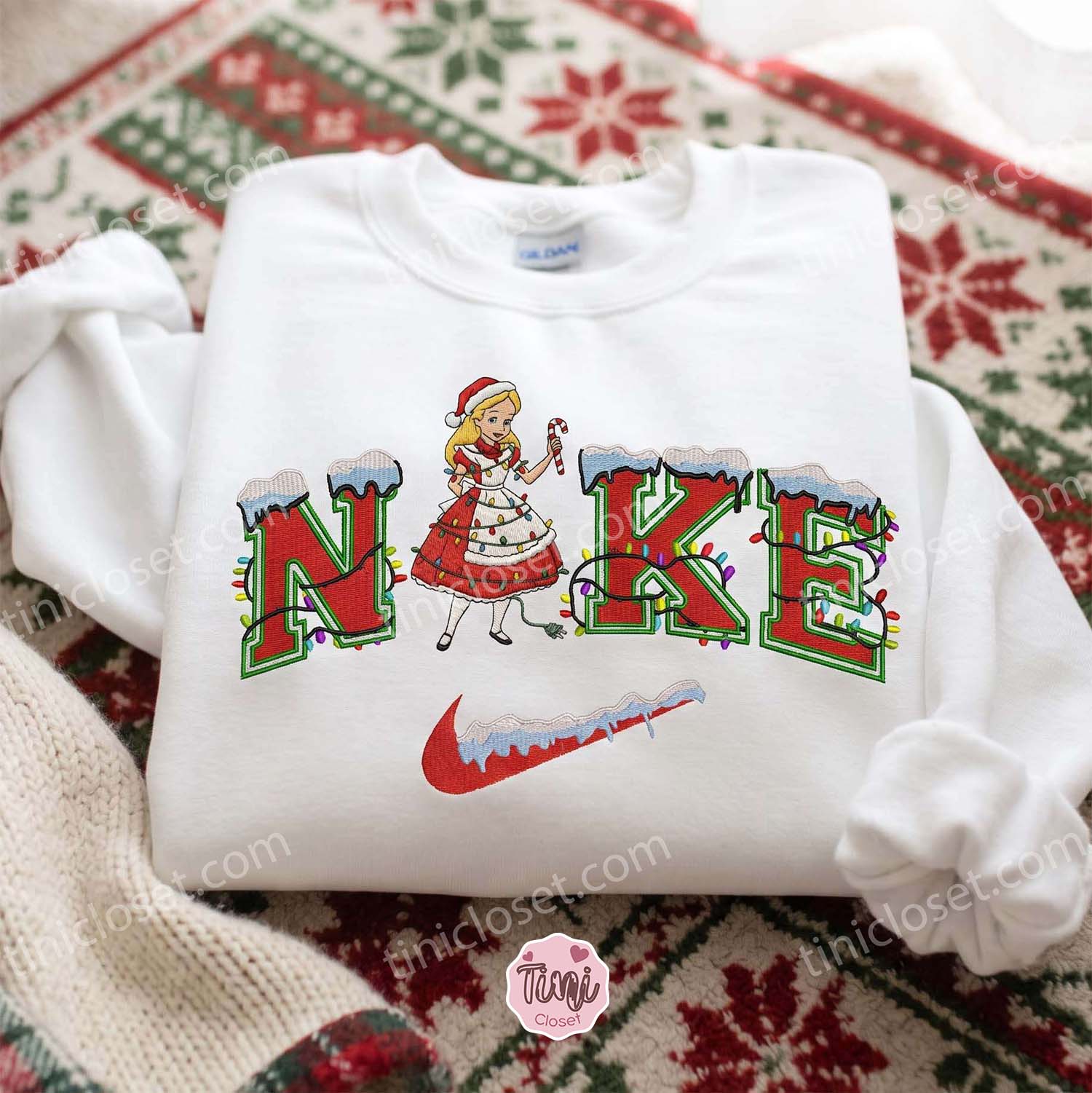 Alice Christmas Embroidered Shirt, Disney Characters Embroidered Hoodie, Best Christmas Gift