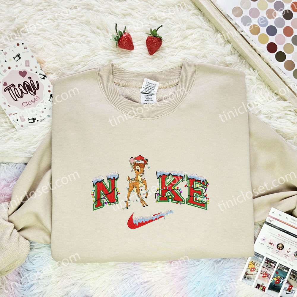 Bambi Xmas Embroidered Shirt, Disney Bambi Characters Embroidered Hoodie, Best Christmas Gift