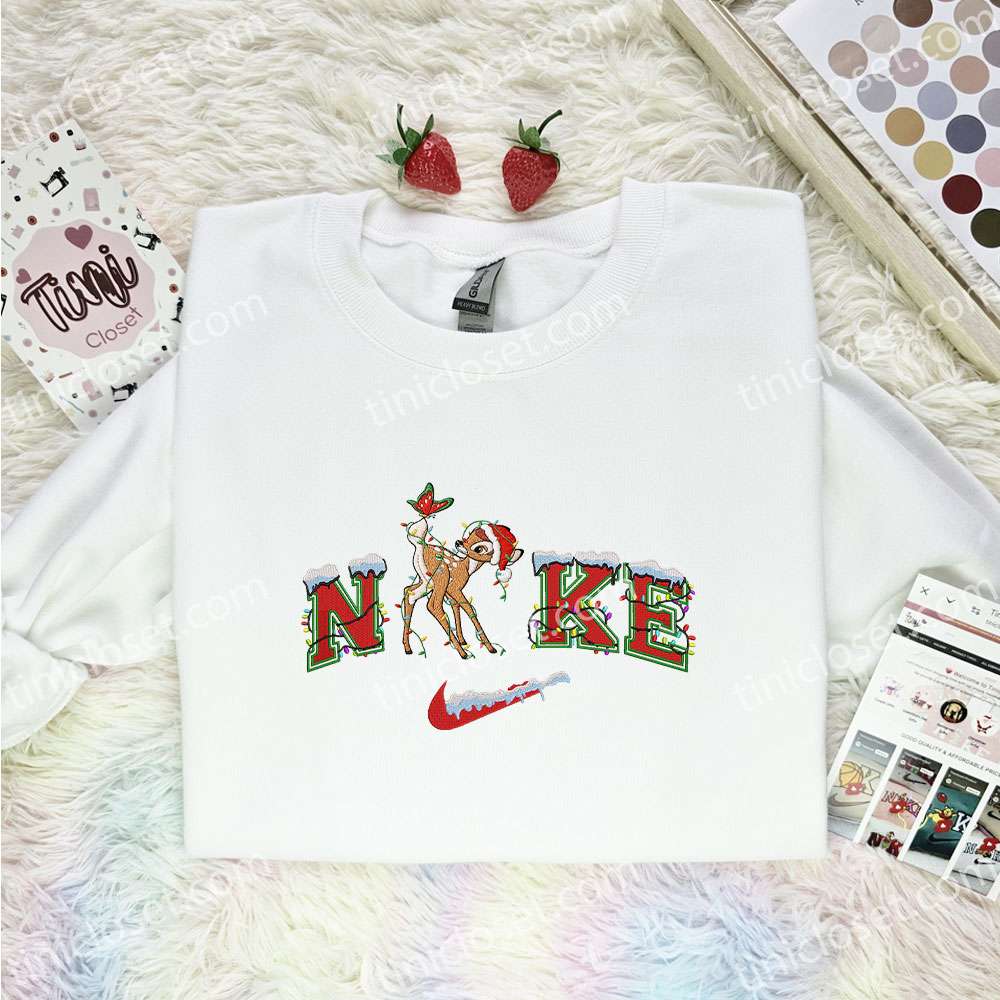 Bambi Xmas Embroidered Shirt, Disney Characters Embroidered Hoodie, Best Christmas Gift