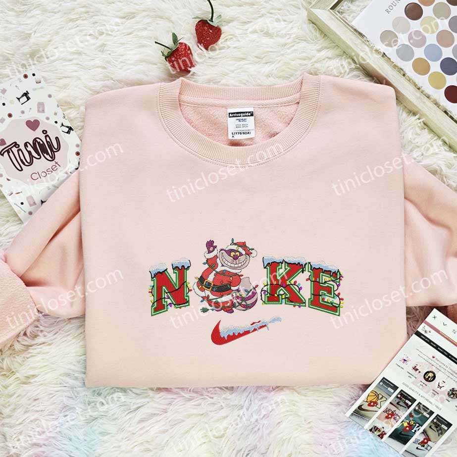 Cheshire Cat Xmas Embroidered Shirt, Disney Characters Embroidered Hoodie, Best Christmas Gift