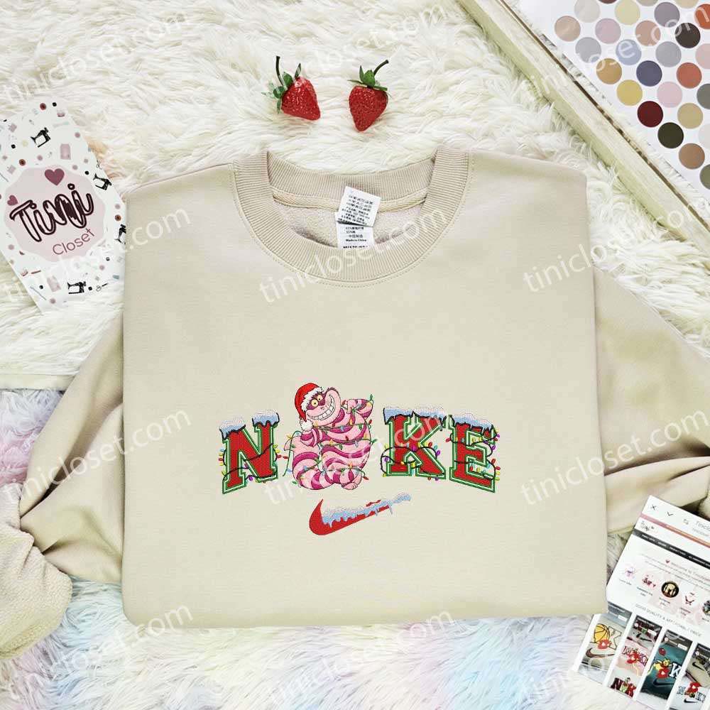 Cheshire Cat Xmas Embroidered Shirt, Disney Characters Embroidered Hoodie, Best Christmas Gift