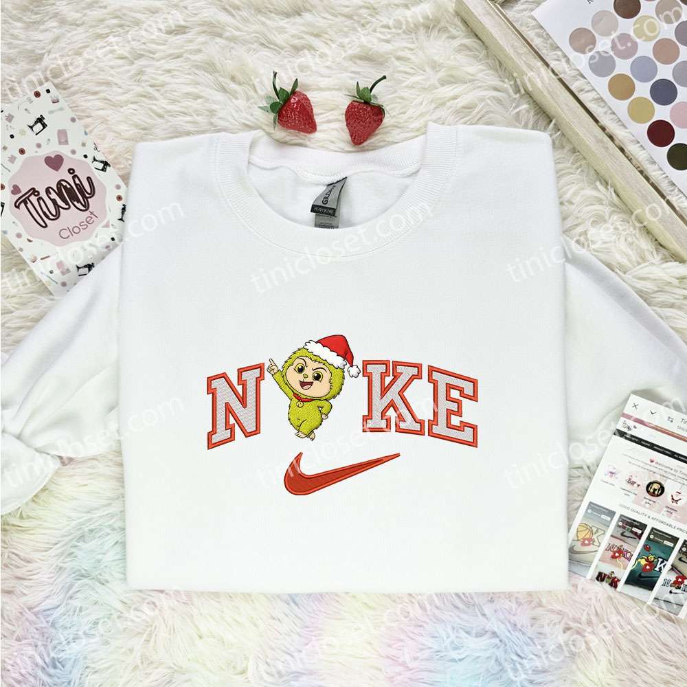 Grinch Labubu Embroidered Shirt, Art Toy Embroidered Hoodie, Best Christmas Gift