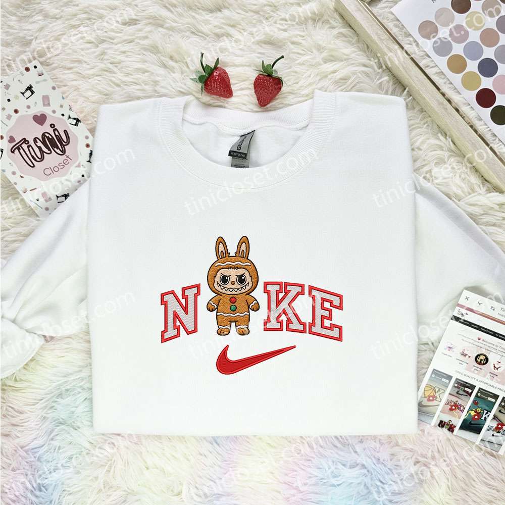 Labubu Gingerbread Man Embroidered Shirt, Art Toy Embroidered Hoodie, Best Christmas Gift