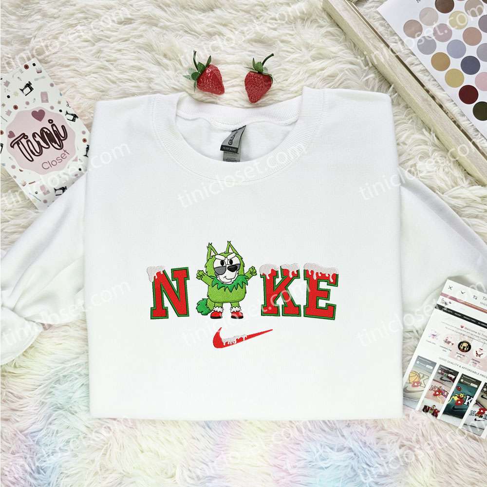 Muffin Grinch Embroidered Shirt, Bluey Cartoon Embroidered Hoodie, Best Christmas Gift