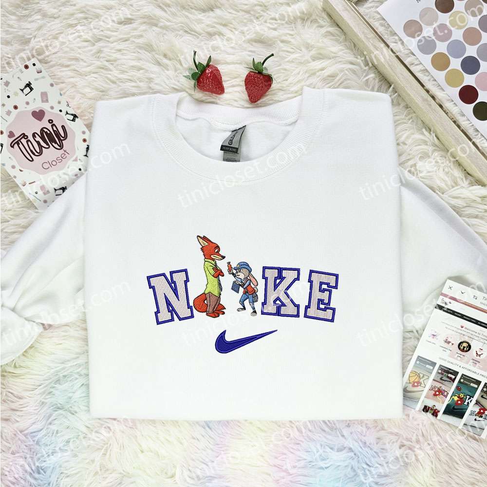 Nick And Judy Embroidered Shirt, Disney Zootopia Embroidered Hoodie, Best Cartoon Gift