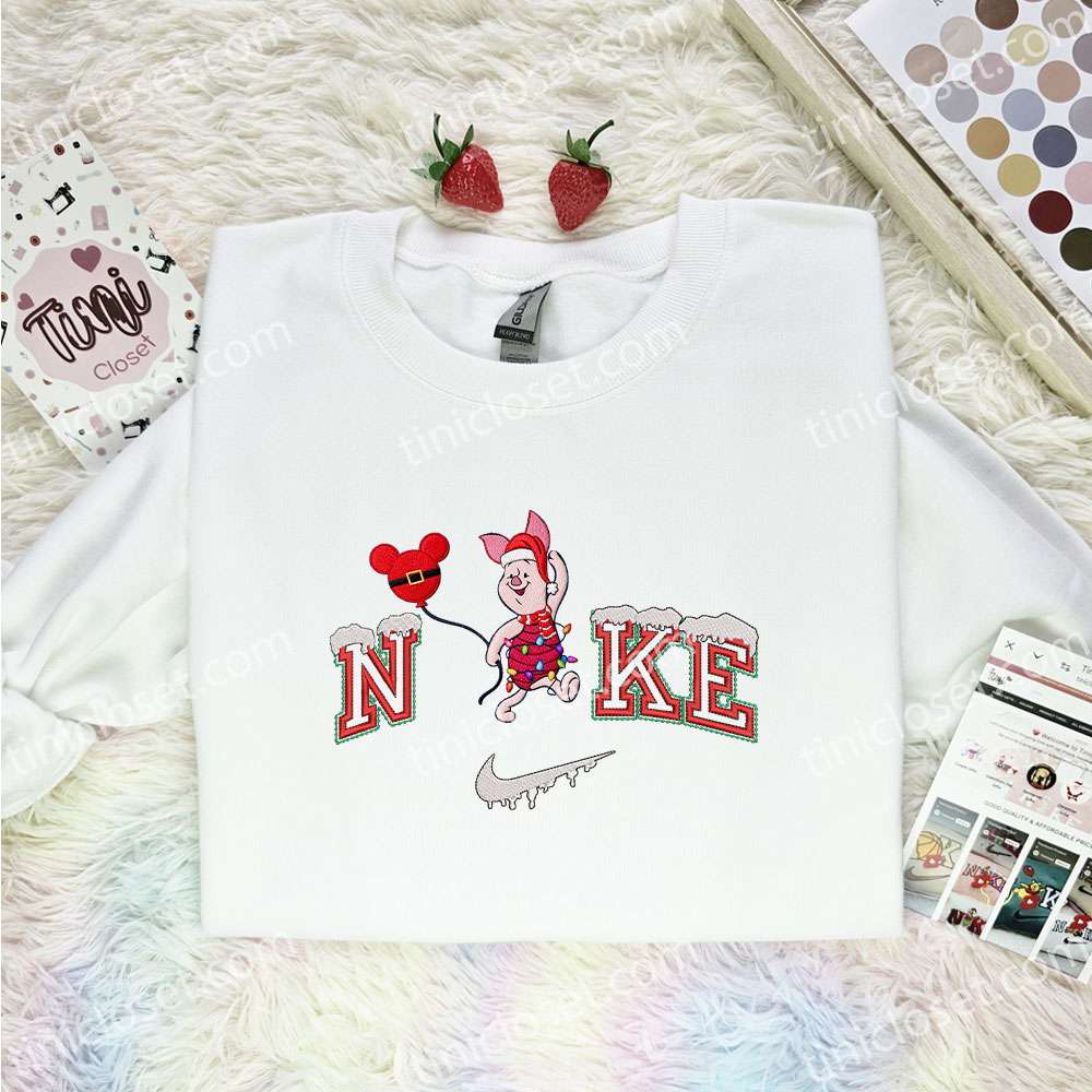 Piglet Xmas Embroidered Shirt, Disney Characters Embroidered Hoodie, Best Christmas Gift