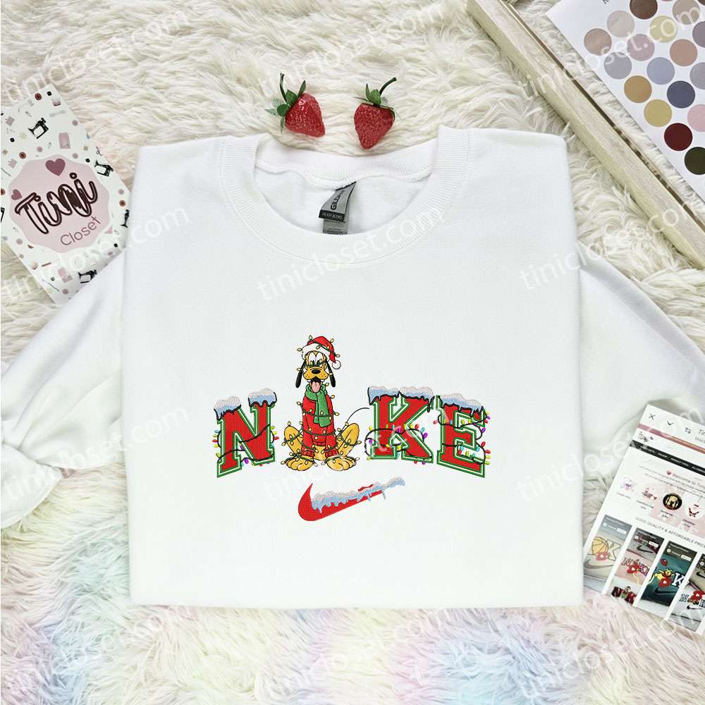 Pluto Xmas Embroidered Shirt, Disney Characters Embroidered Hoodie, Best Christmas Gift