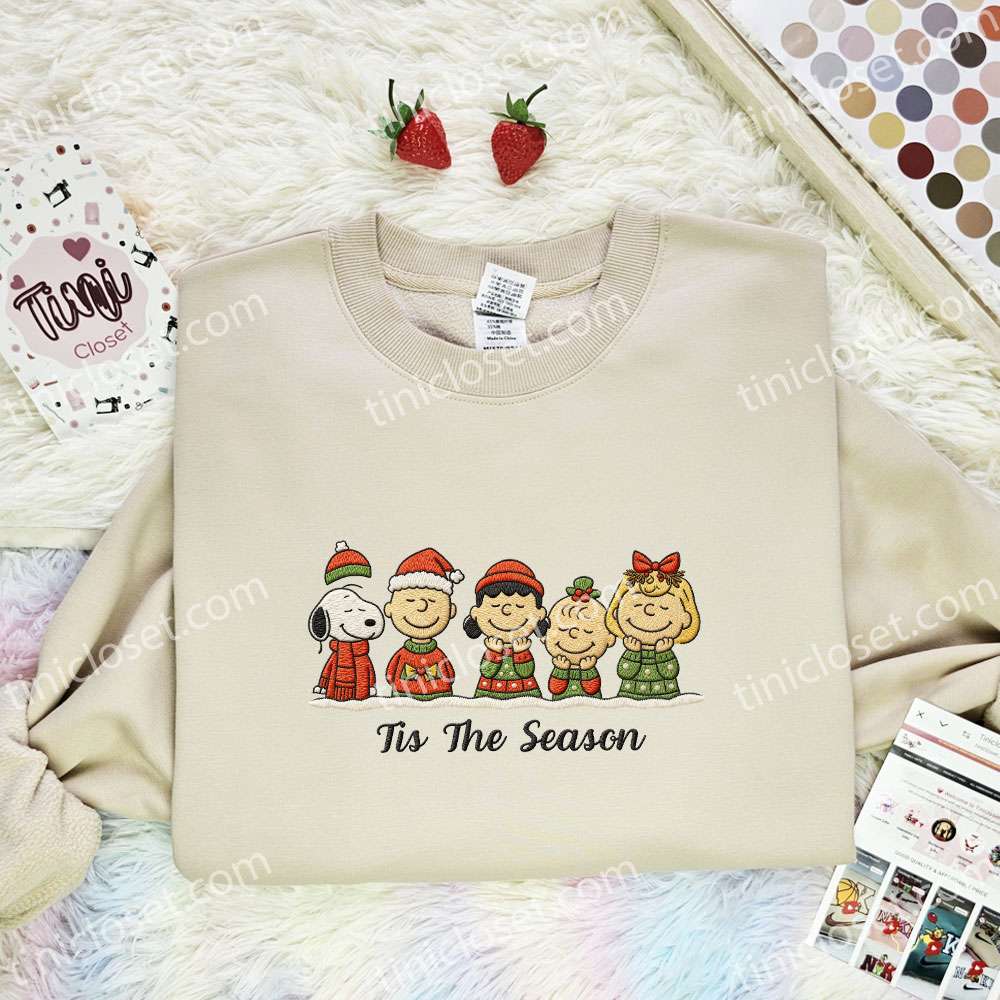 The Peanuts Tis The Season Embroidered Shirt, Cartoon Embroidered Hoodie, Best Christmas Gift