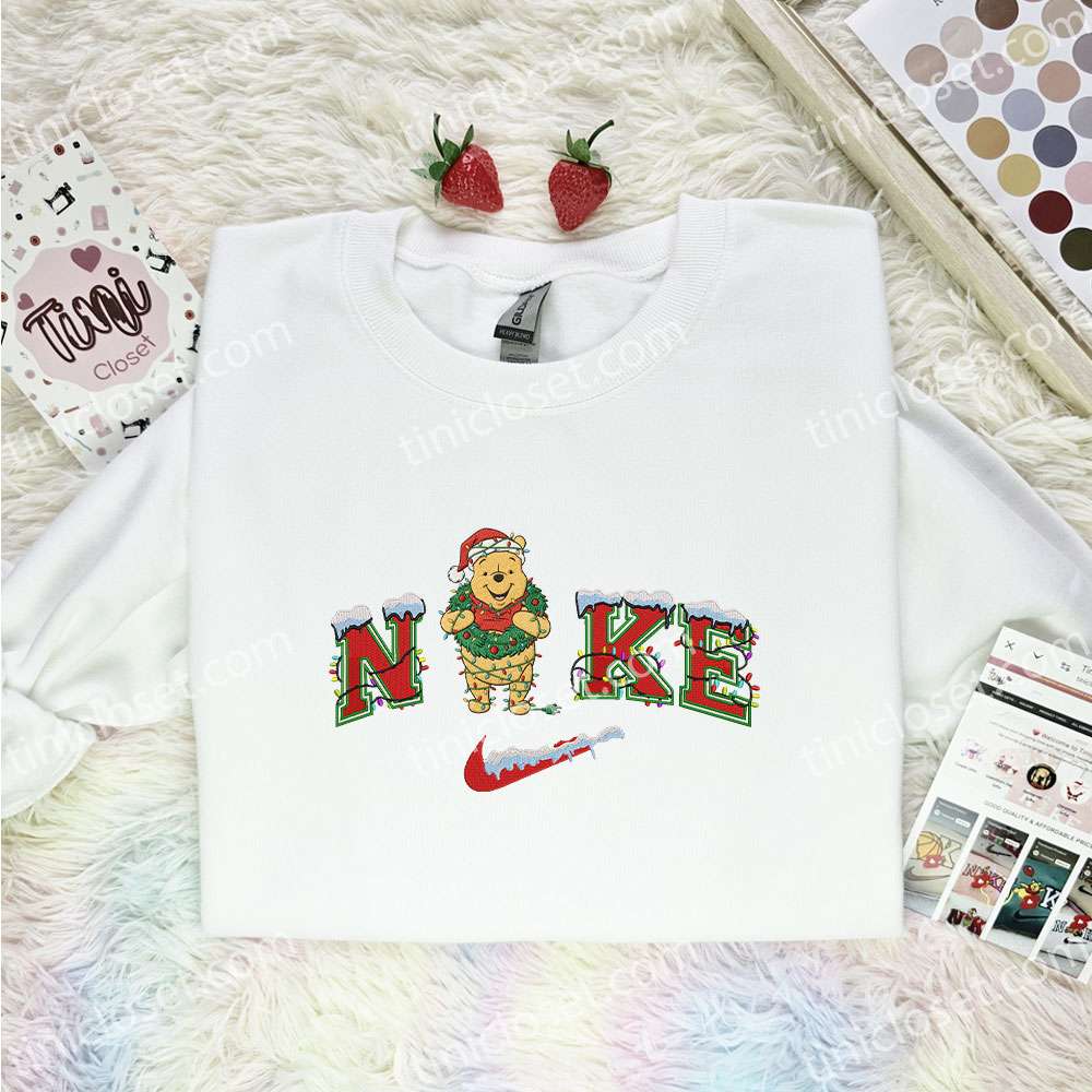 Winnie The Pooh Xmas Embroidered Shirt, Disney Characters Embroidered Hoodie, Best Christmas Gift