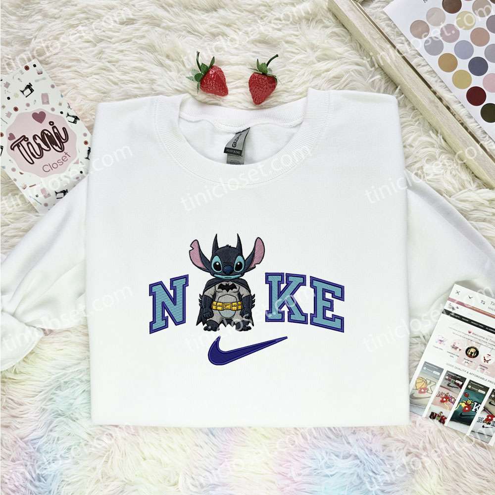 Stitch Batman Embroidered Shirt, DC Superhero Movie Embroidered Hoodie, Disney Characters Embroidered T-Shirt Stitch Batman Embroidered Shirt, DC Superhero Movie Embroidered Hoodie, Disney Characters Embroidered T-Shirt