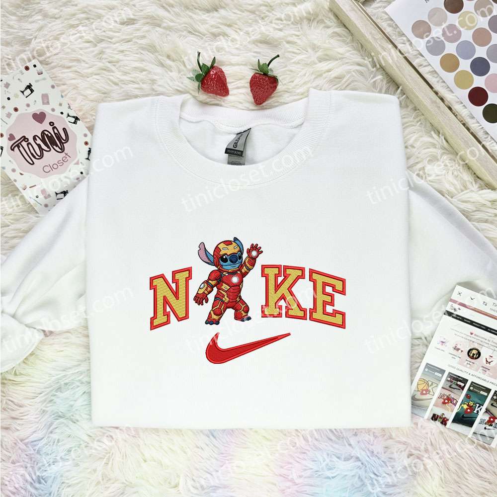 Stitch Iron Man Embroidered Shirt, Marvel Movie Embroidered Hoodie, Disney Characters Embroidered T-Shirt Stitch Iron Man Embroidered Shirt, Marvel Movie Embroidered Hoodie, Disney Characters Embroidered T-Shirt