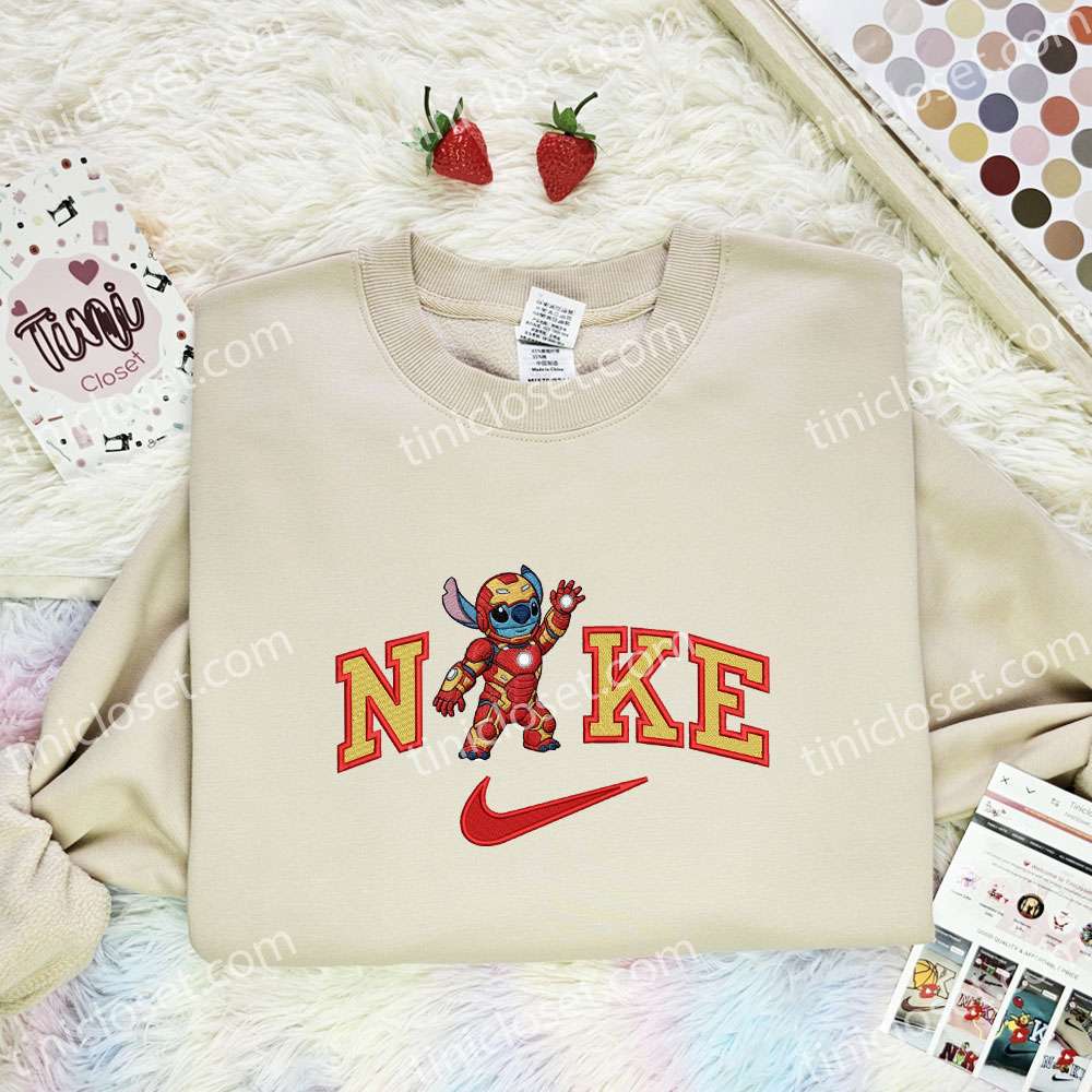 Stitch Iron Man Embroidered Shirt, Marvel Movie Embroidered Hoodie, Disney Characters Embroidered T-Shirt Stitch Iron Man Embroidered Shirt, Marvel Movie Embroidered Hoodie, Disney Characters Embroidered T-Shirt