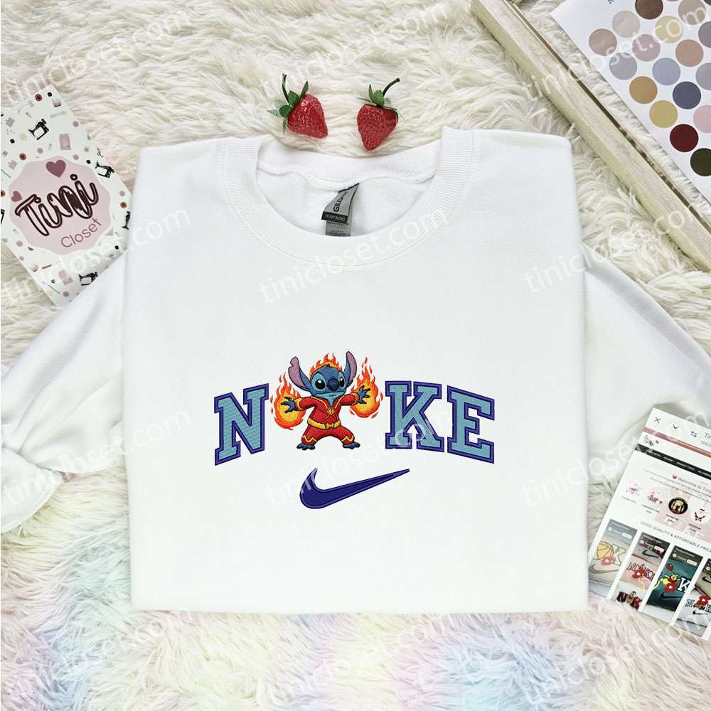 Stitch Human Torch Embroidered Shirt, Fantastic Four Movie Embroidered Hoodie, Disney Characters Embroidered T-Shirt Stitch Human Torch Embroidered Shirt, Fantastic Four Movie Embroidered Hoodie, Disney Characters Embroidered T-Shirt