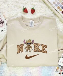 Stitch Groot Embroidered Shirt, Marvel Superhero Movie Embroidered Hoodie, Disney Characters Embroidered T-Shirt