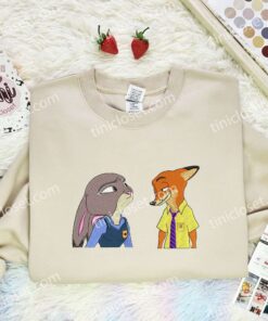 Judy And Nick Embroidered Shirt, Zootopia Movie Embroidered Hoodie, Disney Characters Embroidered T-Shirt