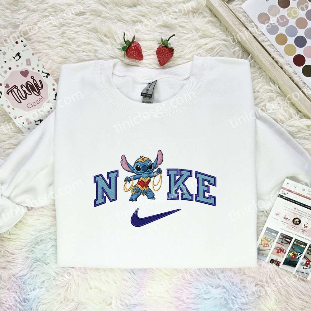 Stitch Wonder Woman Embroidered Shirt, DC Superhero Movie Embroidered Hoodie, Disney Characters Embroidered T-Shirt Stitch Wonder Woman Embroidered Shirt, DC Superhero Movie Embroidered Hoodie, Disney Characters Embroidered T-Shirt