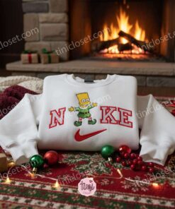 Bart Simpson Xmas Embroidered Shirt, Cartoon Embroidered Hoodie, Best Christmas Gift