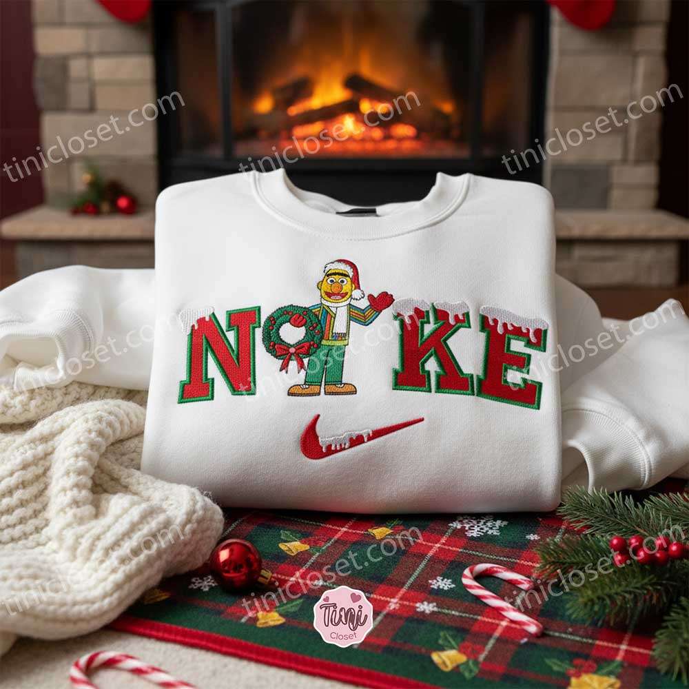 Bert Xmas Embroidered Shirt, Sesame Street Embroidered Hoodie, Best Christmas Gift Bert Xmas Embroidered Shirt, Sesame Street Embroidered Hoodie, Best Christmas Gift