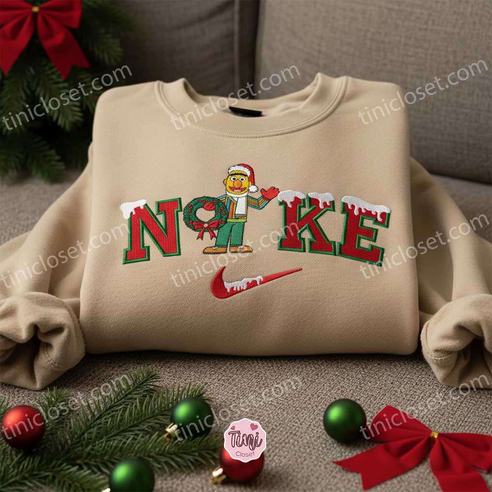 Bert Xmas Embroidered Shirt, Sesame Street Embroidered Hoodie, Best Christmas Gift Bert Xmas Embroidered Shirt, Sesame Street Embroidered Hoodie, Best Christmas Gift