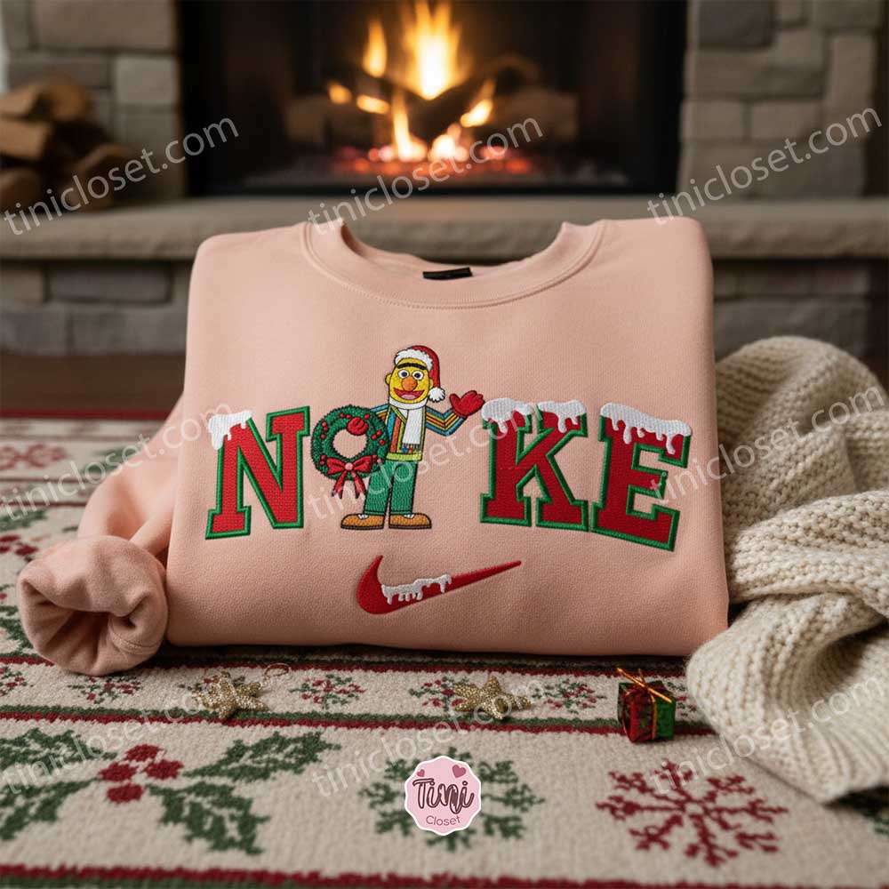 Bert Xmas Embroidered Shirt, Sesame Street Embroidered Hoodie, Best Christmas Gift Bert Xmas Embroidered Shirt, Sesame Street Embroidered Hoodie, Best Christmas Gift