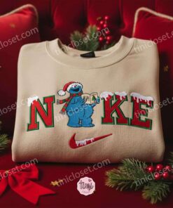 Cookie Monster Xmas Embroidered Shirt, Sesame Street Embroidered Hoodie, Best Christmas Gift