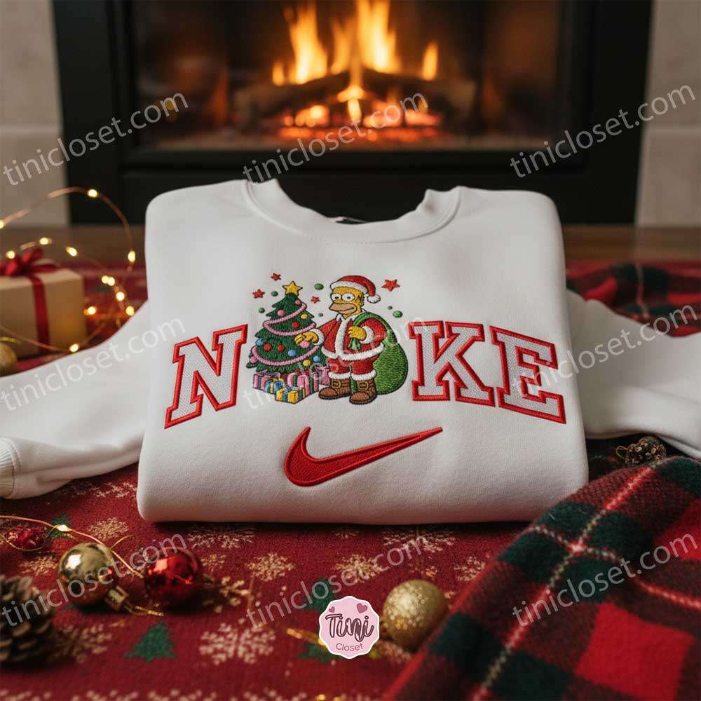 Homer Simpson Xmas Embroidered Shirt, Cartoon Embroidered Hoodie, Best Christmas Gift Homer Simpson Xmas Embroidered Shirt, Cartoon Embroidered Hoodie, Best Christmas Gift